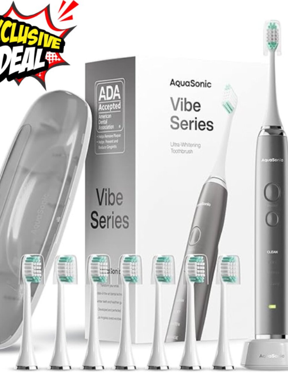 Aquasonic Vibe Series Ultra-Whitening Toothbrush – ADA Accepted Electric